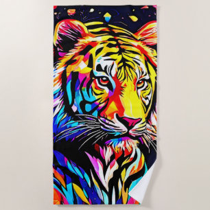 Tiger in a Floral Dream Beach Towel