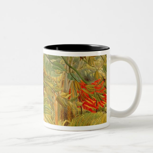 Tiger in a Tropical Storm  1891 Two-Tone Coffee Mug (Right)