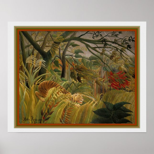 "Tiger in a Tropical Storm" by Henri Rosseau Poster (Front)