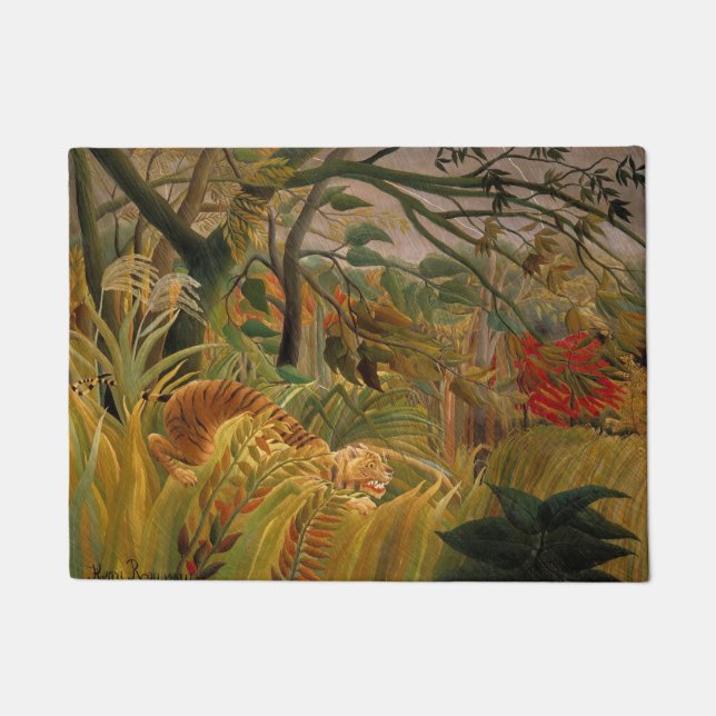 Tiger in a Tropical Storm by Henri Rousseau Doormat (Front)
