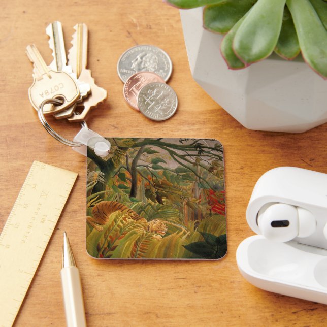 Tiger in a Tropical Storm by Henri Rousseau Key Ring (Desk)