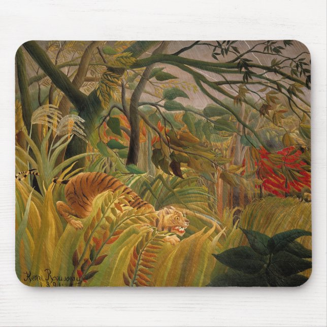 Tiger in a Tropical Storm by Henri Rousseau Mouse Pad (Front)