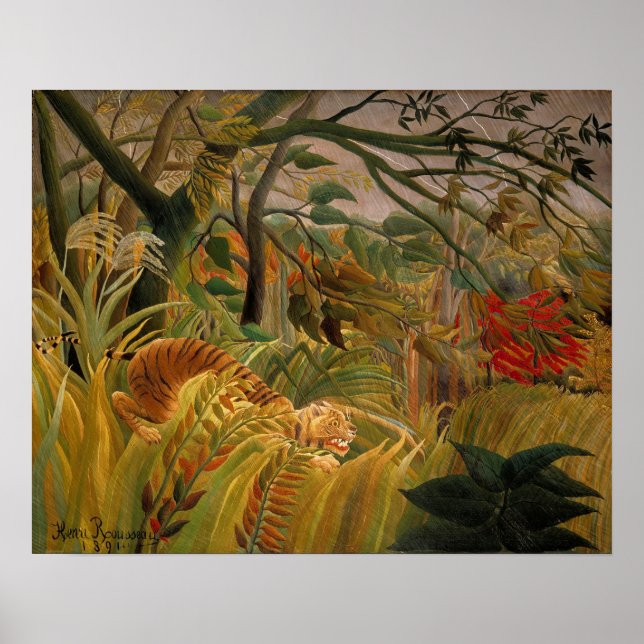 Tiger in a Tropical Storm by Henri Rousseau Poster (Front)