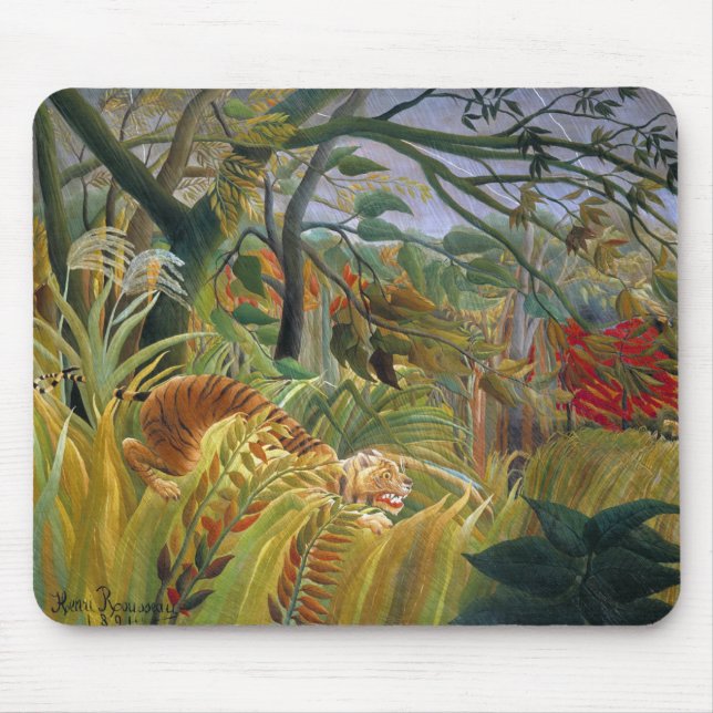 Tiger in a Tropical Storm (Surprised!) Rousseau Mouse Pad (Front)