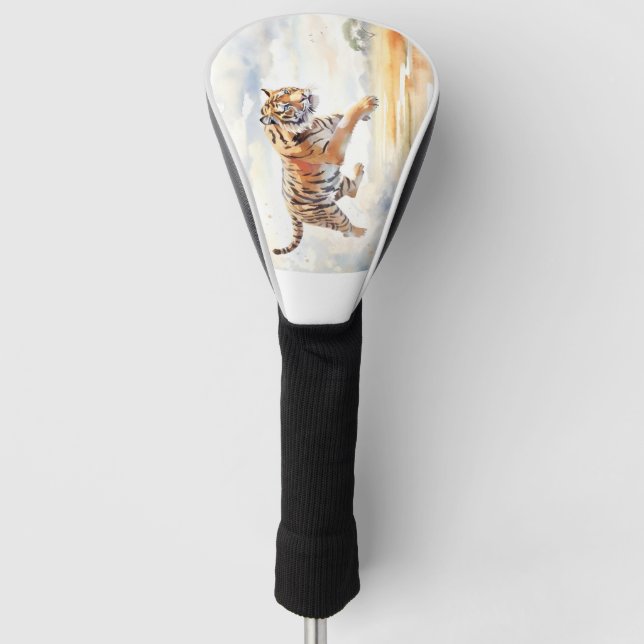 Tiger in Action Golf Head Cover (Front)