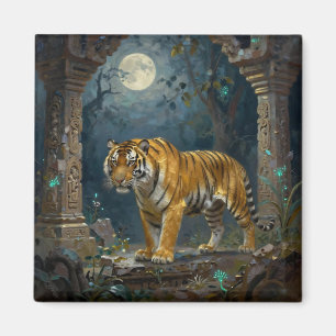 Tiger in Ancient Dunes under the Full Moon Magnet