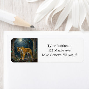 Tiger in Ancient Dunes under the Full Moon Return Address Label