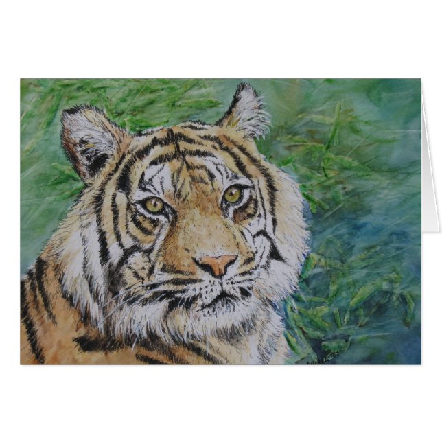 tiger in bamboo card (Front Horizontal)