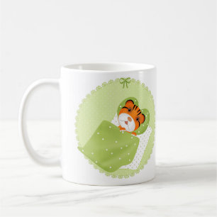 Tiger in bed illustration kids childish print coffee mug