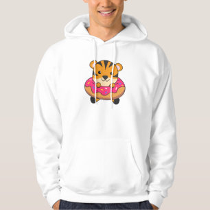 Tiger In Doughnut Cute Animals For Children In Dou Hoodie