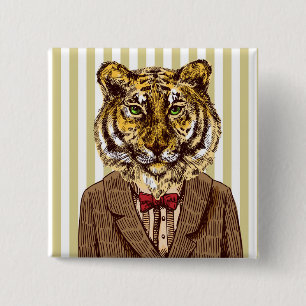 Tiger In Evening Wear 15 Cm Square Badge