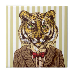 Tiger In Evening Wear Ceramic Tile