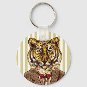 Tiger In Evening Wear Key Ring