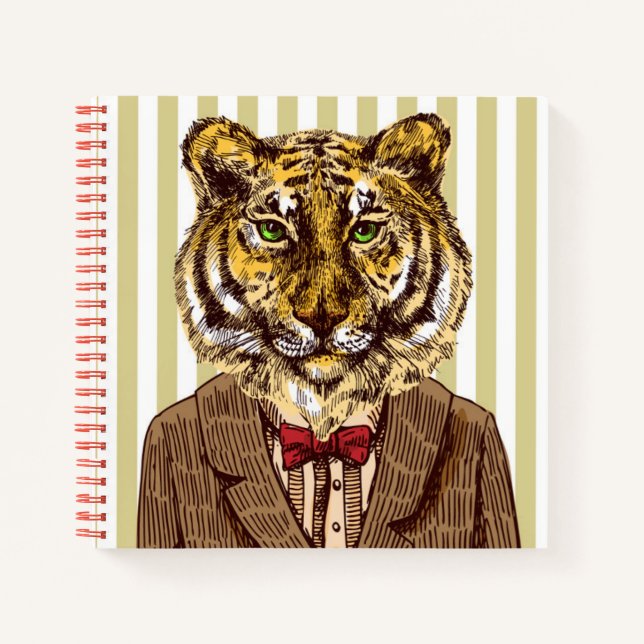 Tiger In Evening Wear Notebook (Front)
