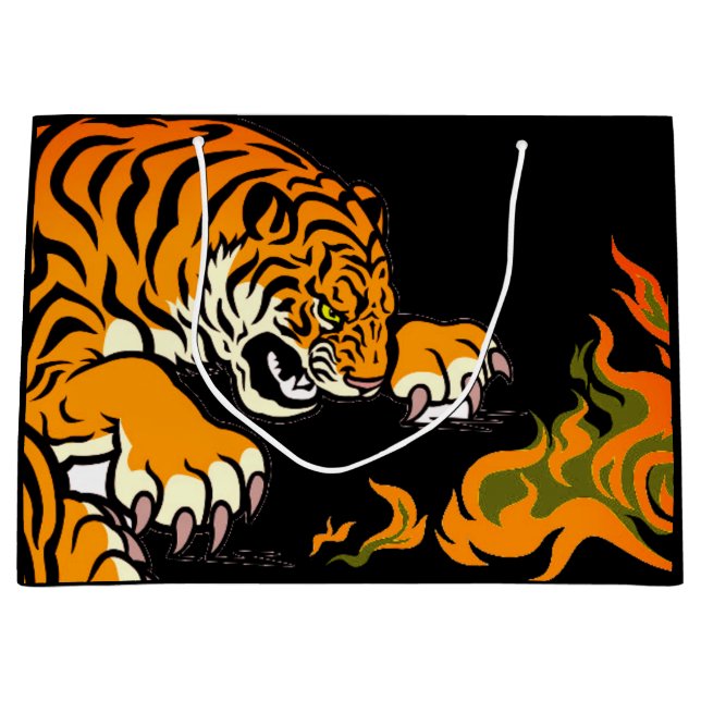 TIGER IN FLAMES  LARGE GIFT BAG (Front)