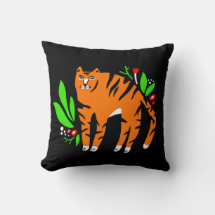 Tiger in flowers cushion