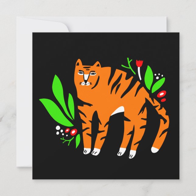 Tiger in flowers invitation (Front)