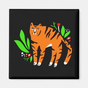 Tiger in flowers magnet
