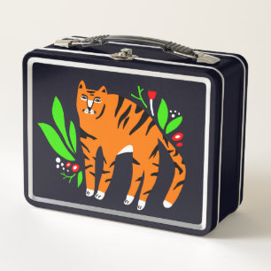 Tiger in flowers metal lunch box
