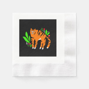 Tiger in flowers napkin