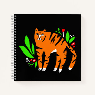 Tiger in flowers notebook