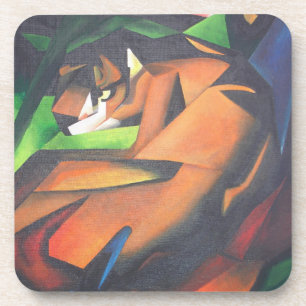 Tiger In Geometric Art Style Franz Marc Coaster