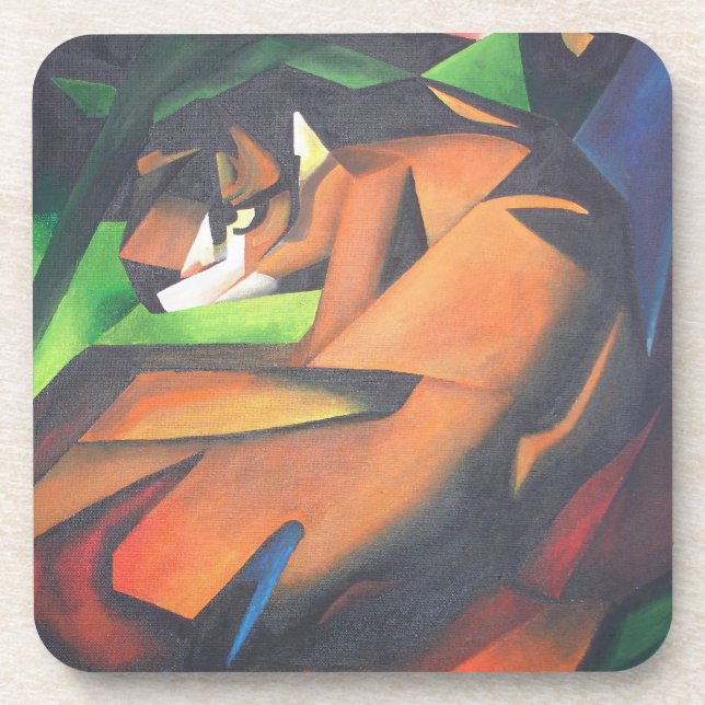 Tiger In Geometric Art Style Franz Marc Coaster (Front)