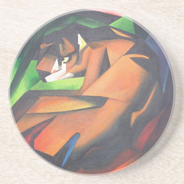 Tiger In Geometric Art Style Franz Marc Coaster (Front)