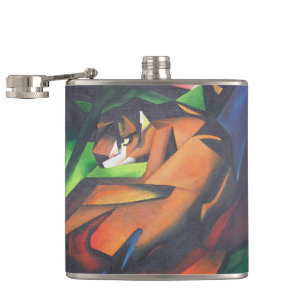 Tiger In Geometric Art Style Franz Marc Hip Flask