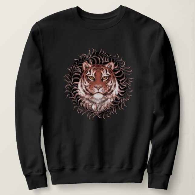 Tiger in grass sweatshirt (Design Front)