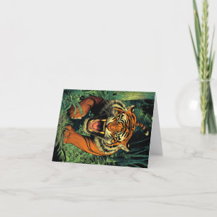 Tiger in jungle holiday card