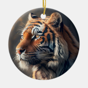 Tiger In Nature Ceramic Circle Ornament 