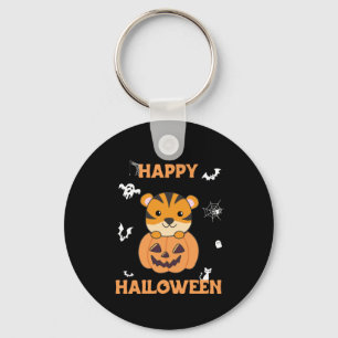 Tiger In Pumpkin Sweet Tiger Happy Halloween Key Ring