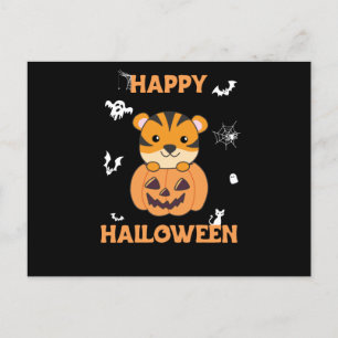 Tiger In Pumpkin Sweet Tiger Happy Halloween Postcard
