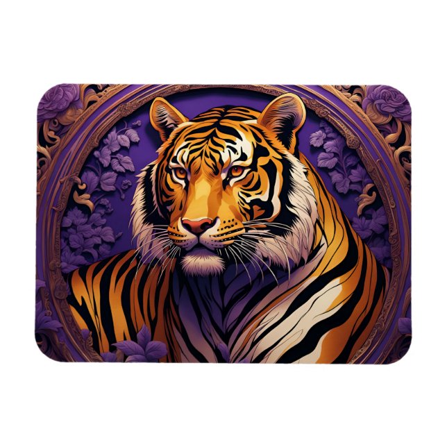 Tiger in purple magnet (Horizontal)