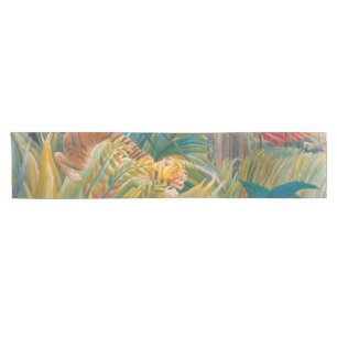 Tiger in Storm Tropical Forest Exotic Jungle Short Table Runner