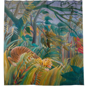 Tiger in Storm Tropical Forest Exotic Jungle Shower Curtain