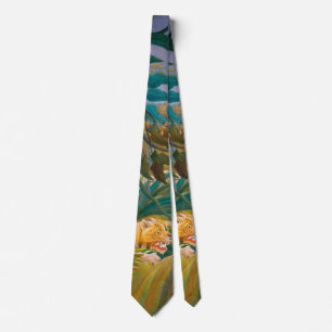 Tiger in Storm Tropical Forest Exotic Jungle Tie