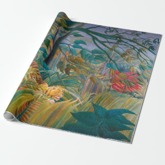 Tiger in Storm Tropical Forest Exotic Jungle Wrapping Paper