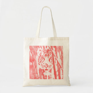 Tiger in the Bamboo Tote Bag -- Red