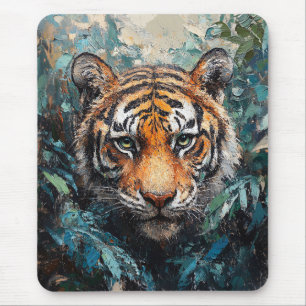 Tiger in the Jungle Portrait Painting Mouse Pad