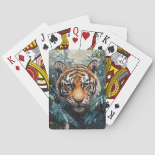 Tiger in the Jungle Portrait Painting Playing Cards