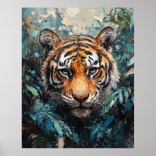 Tiger in the Jungle Portrait Painting Poster