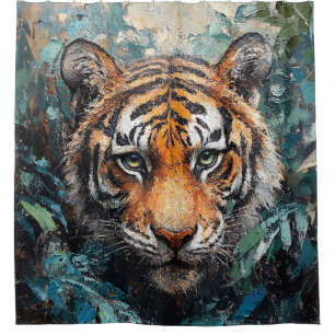 Tiger in the Jungle Portrait Painting Shower Curtain