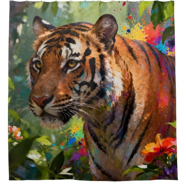 Tiger in the Jungle Shower Curtain (Front)