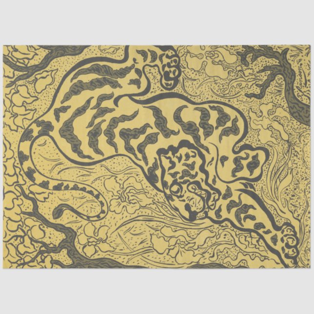 Tiger in the Jungle (Wild Animal) (by Paul Ranson) Tissue Paper (Front)