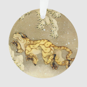 Tiger in the snow Fine Art Ornament