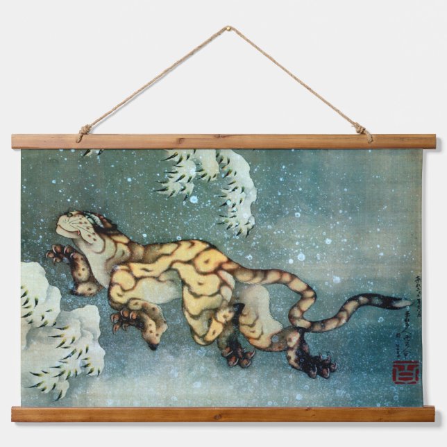 Tiger in the Snow, Hokusai Hanging Tapestry (Front)