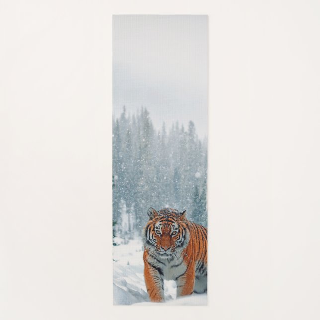 tiger in the snow yoga mat (Front)