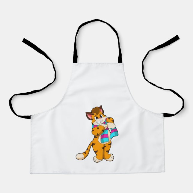 Tiger in Winter with Scarf Apron (Front)